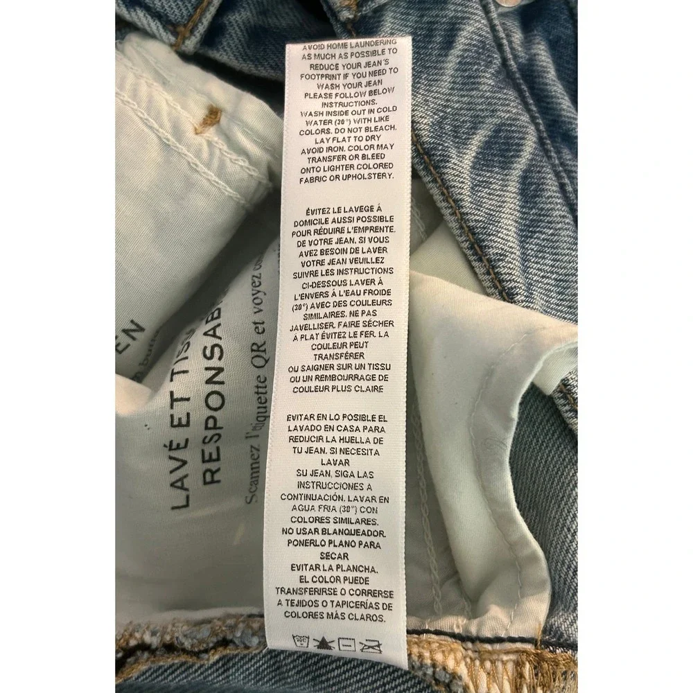 FRAME Le Jane Wide Leg High Rise Jeans Light Wash Raw Hem Size 27 NEW 1401